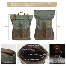 Load image into Gallery viewer, Waxed Canvas Travel Hiking Unisex Rustic Backpack I Fintie
