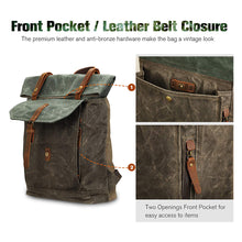 Load image into Gallery viewer, Waxed Canvas Travel Hiking Unisex Rustic Backpack I Fintie