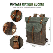 Load image into Gallery viewer, Waxed Canvas Travel Hiking Unisex Rustic Backpack I Fintie