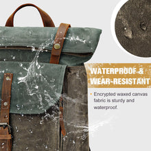 Load image into Gallery viewer, Waxed Canvas Travel Hiking Unisex Rustic Backpack I Fintie