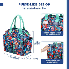 Load image into Gallery viewer, Insulated Lunch Bag, Leakproof Lunch Cooler with Front and Side Pockets - Jungle Night