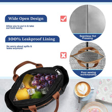 Load image into Gallery viewer, Insulated Lunch Bag, Leakproof Lunch Cooler with Front and Side Pockets - Black