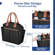 Load image into Gallery viewer, Insulated Lunch Bag, Leakproof Lunch Cooler with Front and Side Pockets - Black