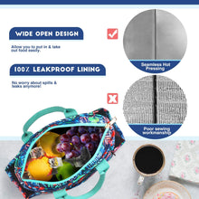 Load image into Gallery viewer, Insulated Lunch Bag, Leakproof Lunch Cooler with Front and Side Pockets - Jungle Night