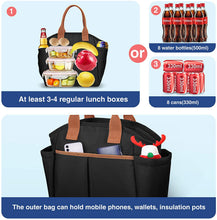 Load image into Gallery viewer, Insulated Lunch Bag, Leakproof Lunch Cooler with Front and Side Pockets - Black