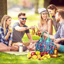 Load image into Gallery viewer, Insulated Lunch Bag, Leakproof Lunch Cooler with Front and Side Pockets - Jungle Night