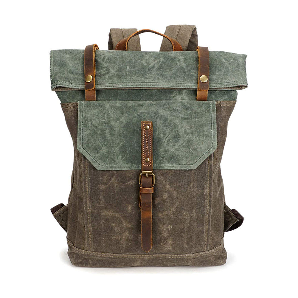 Waxed Canvas Travel Hiking Unisex Rustic Backpack I Fintie