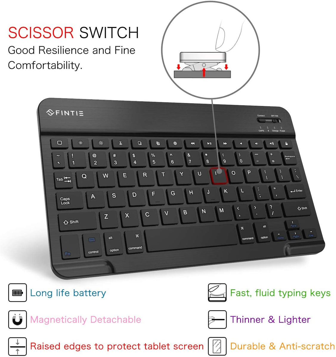 Ultrathin Wireless Bluetooth Keyboard for iPad - Black – Fintie Cases
