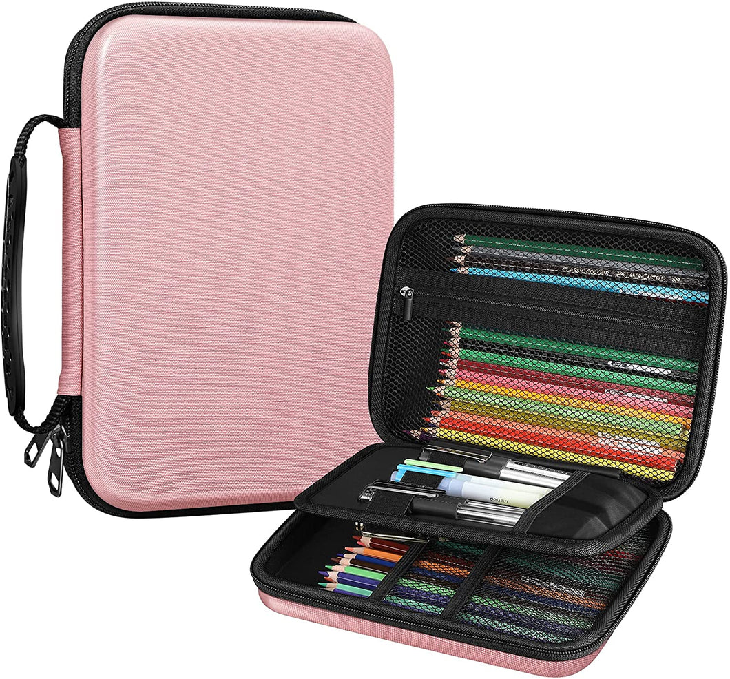 Large Capacity Semi-Hard EVA Pencil Bag - Rose Gold